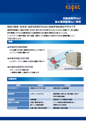 自動車市場向け油水温調装置